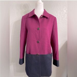 Ladies Brooks Brothers 346 Wool car coat two tone color blocked dress coat 12